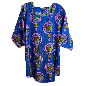 Design House Sz S/M Vintage Vibrant Blue Pink Top Japan Kitchen Apron RARE